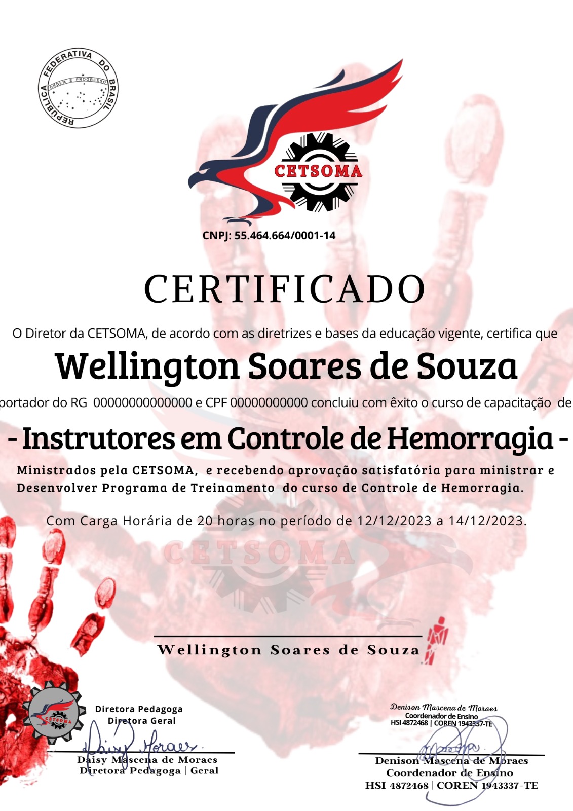Certificado Controle de Hemorragia